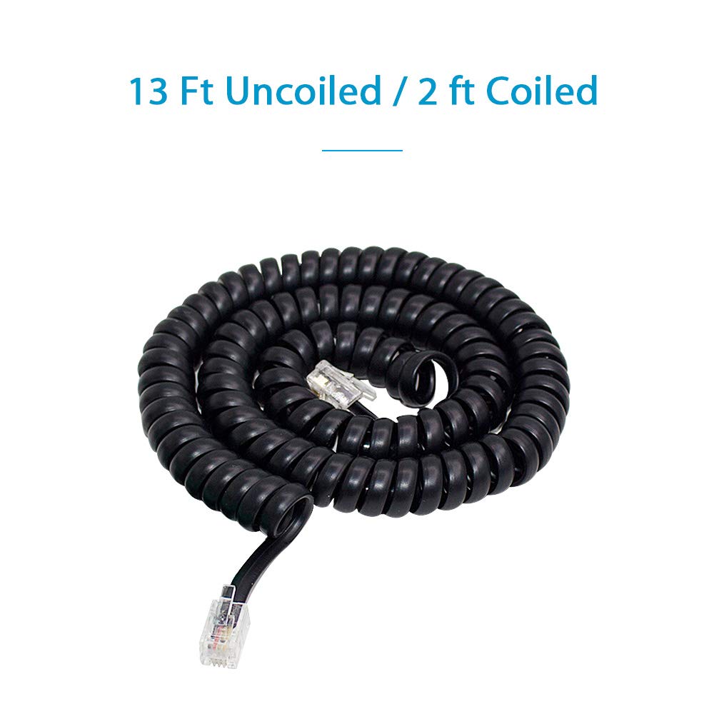 Shonco Phone Cord Landline, 2 Pack 4M 13Ft Telephone Cord,Phone Cord,Phone Cords For Landline With Standard Rj9 4P4C Plugs,Black