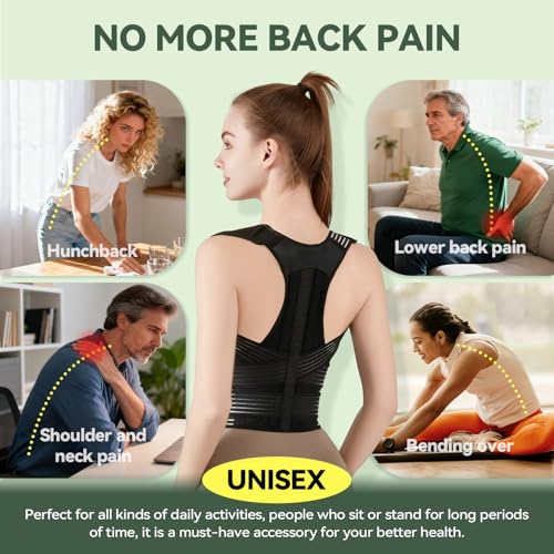 Back Brace Posture Corrector for Women and Men, 4-Point Back Support System for Upper/Lower Back Pain Relief, Scoliosis & ...