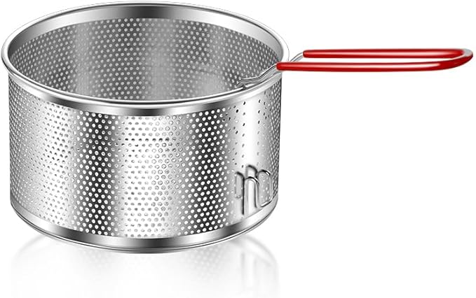 Stainless Steel Colander, Micro-Perforated Metal Pasta Strainer with Hook & Removable Handle, Colander Strainer Sieve for Kitchen French Fries Vegetable/Rice/Fruit/Food - 20cm/7.87in