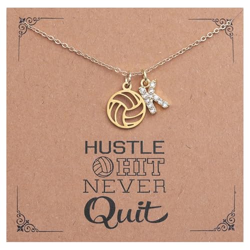 Drogomen Volleyball Necklace for Women Teens Dainty A-Z Custom Name Sports Pendant Necklace Personalized Volleyball Gifts ...