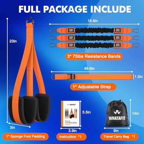 WHATAFIT Pull Up Assistance Bands, Resistance Bands for Pull Up Bar Working Out with Feet Straps ，Adjustable Heavy Duty Pu...
