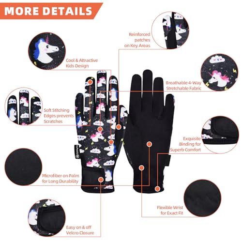 ChinFun Horse Riding Gloves Equestrian Gloves Kids for Boys Girls Horseback Grip Gloves Youth Children Rider Mitts Riding ...