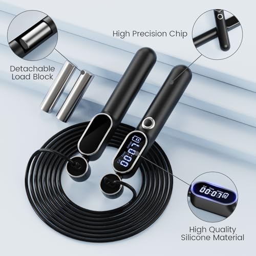 Athspo Smart Cordless Jump Rope with Counter, 2-in-1 Weighted Jump Rope, Indoor Fitness, Indoor Home Workouts