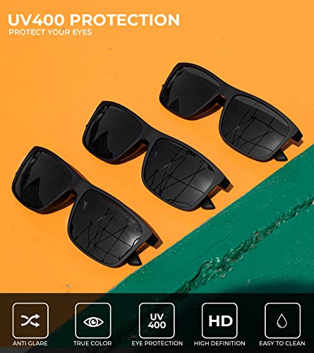 KALIYADI Polarized Sunglasses for Men and Women, Mens Sun Glasses with UV Protection for Driving Fishing Golf (3 Packs)