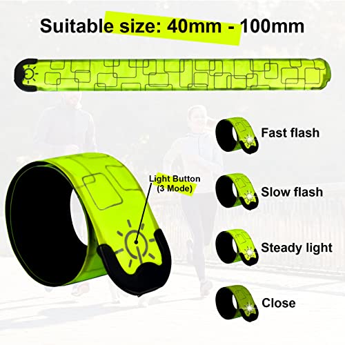 TRAYIU LED Safety Wristband Lights - Rechargeable Light Up Arm Ankle Band Kids Magic Slap Glow Bracelets Reflective Belt H...