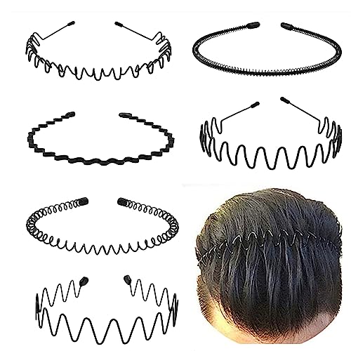 KELUBATU Metal Headbands for Men Fashion Headband for Women, Unisex Wavy Hair Bands Outdoor Sports Head Bands Simple Elast...