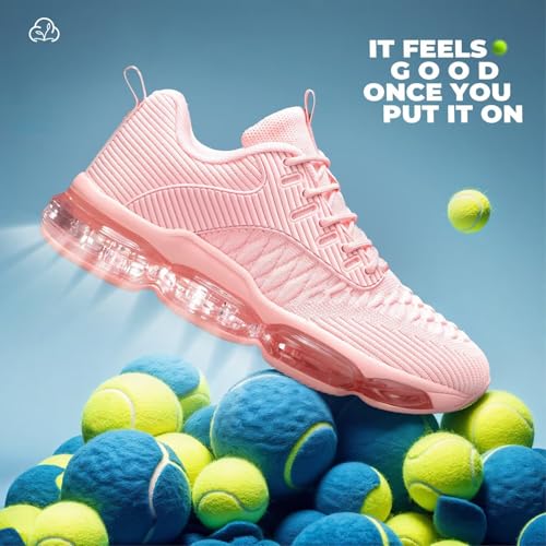 Luogoks Womens Walking Running Shoes Air Cushion Basketball Sneakers Fashion Tennis Breathable Sport Gym Fitness Cross Tra...
