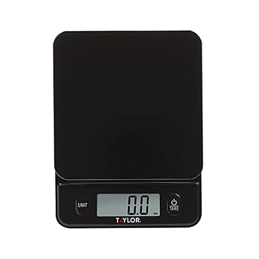Taylor Glass Top Food Scale with Touch Controls, 11 lb Capacity, Sleek Black Design for Precision Food Measurement in Gram...