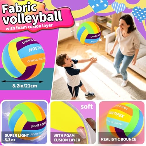 Noetifex Soft Volleyball-Super Soft Fabric Light Volleyball for Indoor Practice Safe and Quiet Kids Youth Beginners House ...