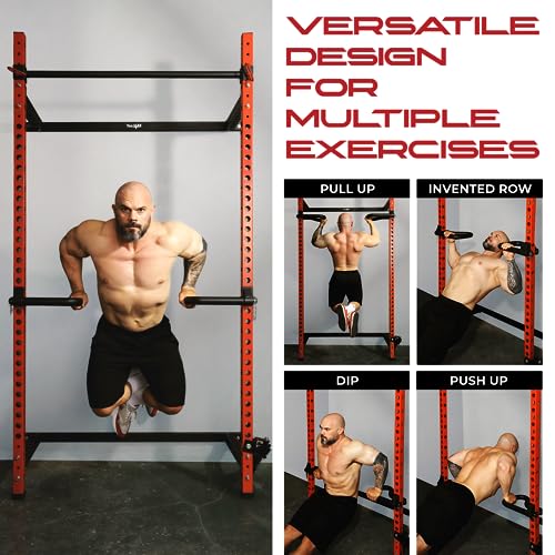 Yes4All 500 LBS Capacity - Dip Bars for 2x2 with 1" Hole Power Cage, Squat Rack Attachments - Multi-Grip Handles Dip Attac...