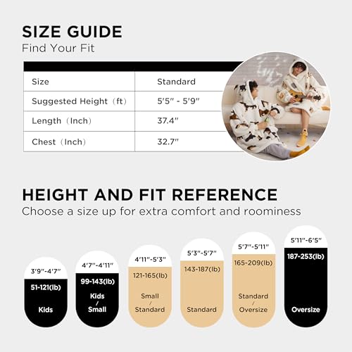 Bedsure Wearable Blanket Hoodie, Sherpa Hooded Blanket Printed for Adult & Kids as Gifts for Women, Mom Gifts Sherpa Hoodi...