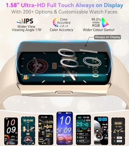 Smart Watch Fitness Tracker with 24/7 Heart Rate, Blood Oxygen Blood Pressure Monitor Sleep Tracker 120 Sports Modes Activ...
