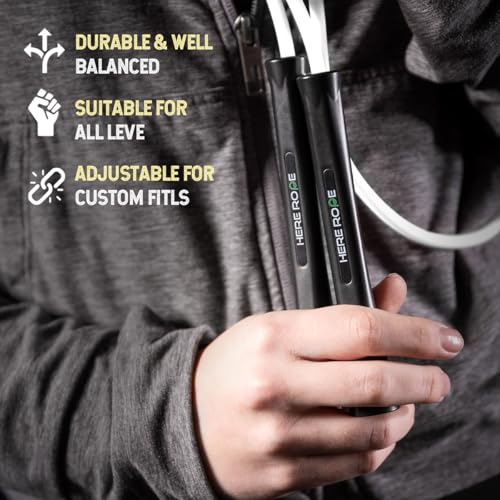 6mm Adjustable Boxing Jump Rope With Inner String Cord, Unbreakable Handles, Hererope Durable Non-Kinking PVC Jump Ropes f...
