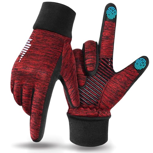 rivmount Lightweight Winter Running Gloves, Touch Screen & Anti-Slip Warm Thermal Glove Liners, Cool Weather Driving Cycli...
