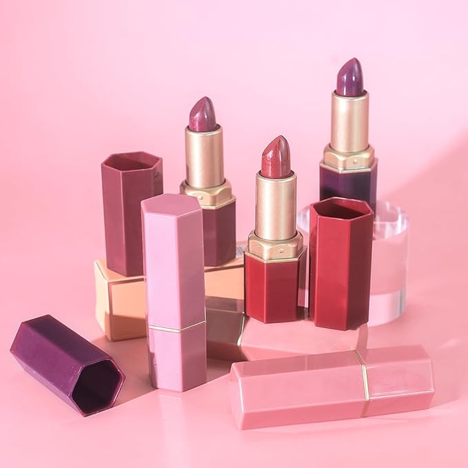 3Pcs Nude Pink Metallic Lipstick Lip Gloss for Women Set,Lightweight Shimmer Frosted Long Lasting Lipstick,Glitter Lip Stain Waterproof Smudge Proof 24 Hour Full Coverage Lip Makeup,Vegan（07,08,09)