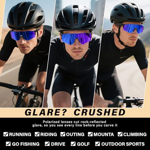 DioKiw 4PACK Polarized Sport Sunglasses for Men UV Protection Cycling Fishing Sun Glasses Big Frame Mountain Bike Goggles