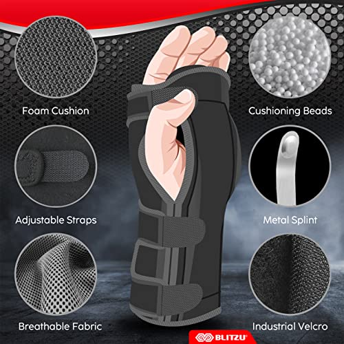 Carpal Tunnel Wrist Brace Night Support with Splint Stabilizer & Palm Cushion, Adjustable and Fits Both Hands, Helps Relie...
