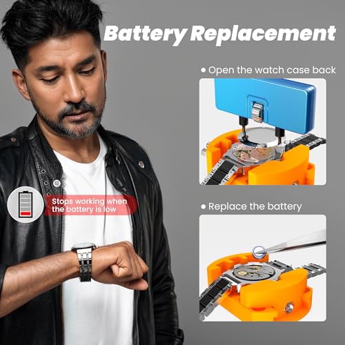 JOREST Watch Battery Replacement Kit, Watch Repair Screwdriver, Watch Band Replacement tool, Watch Wrench Back Remover, Wa...