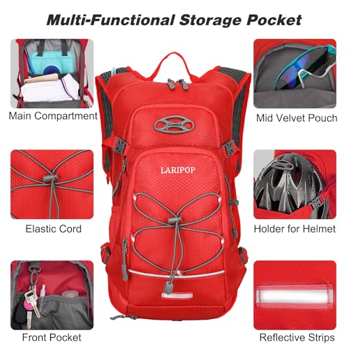 LARIPOP Hydration Backpack, 18L Hiking Backpack with 2L Water Bladder, Lightweight Water Pack for Cycling, Hiking, Biking