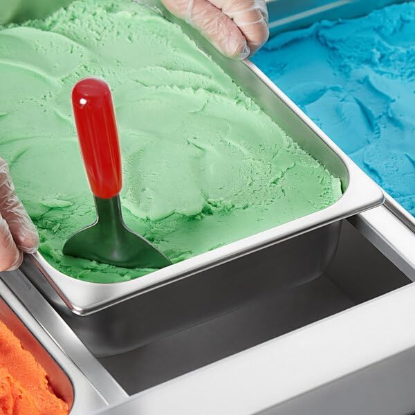 2Pack Durable Ice Cream Spade Scoop with Easy Dig Sharp Edge for Hard Ice cream, Stainless Steel Flat Ice Cream Paddle with Non-Slip Grip Handle,Red