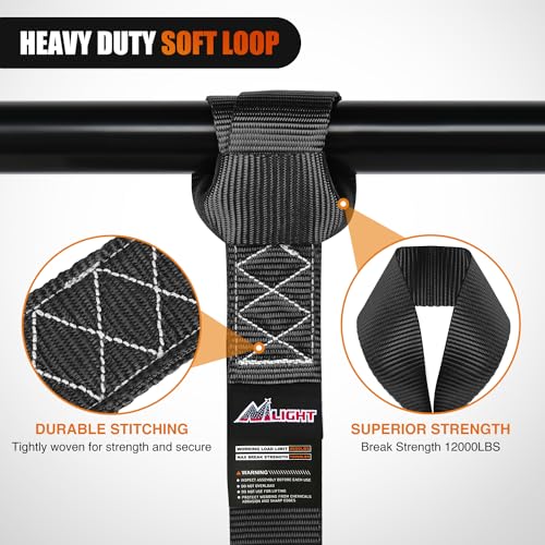 Nilight Soft Loop 1.7”×17" Motorcycle Tie Down Straps Heavy Duty 12000Lbs Max Break Strength for Securing ATV UTV Kayak Mo...