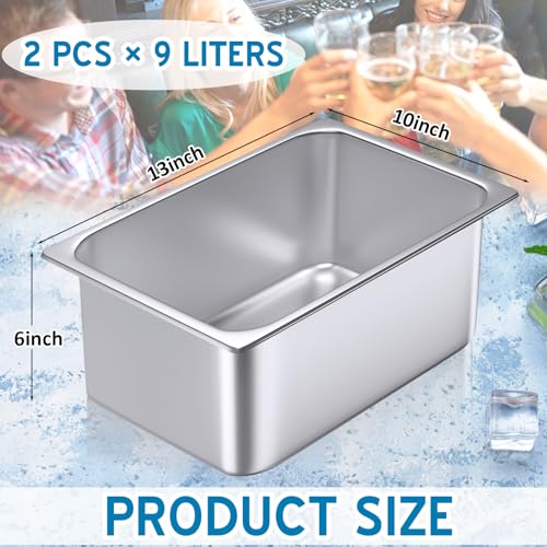 meekoo 2 Pack Ice Buckets for Freezer Wine Beer Champagne Bucket Stainless Steel Bin for Freezer Metal Drink Buckets Cockt...