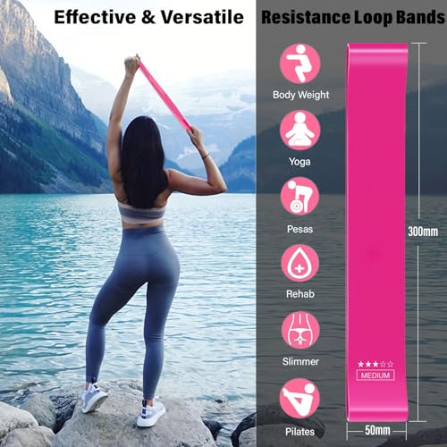 FTTYONE Set of 5 Resistance Bands for Working Out, Different Levels Elastic Band for Home Gym Long Exercise Workout, with ...