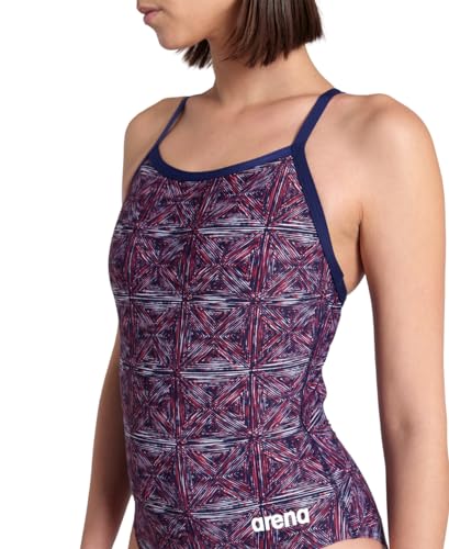 Arena Womens Arena Performance Women's Abstract Tiles Team Print Light Drop Back Swimsuit