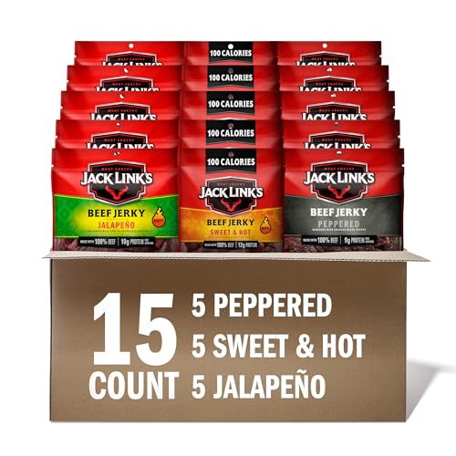 Jack Link's Beef Jerky Bold Variety Pack - Includes Sweet & Hot, Jalapeno and Peppered Jerky, Bulk Protein Snack Pack, Goo...