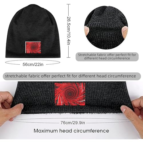 Red Flower Vortex Spiral Print Lightweight Waffle Pullover Hat Men Women Winter Headwear Outdoor Camping Travel