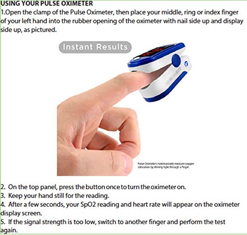 Dagamma DP100 Fingertip Pulse Oximeter, Heart Rate Measurement, Blood Oxygen Saturation Monitor SpO2 with LED Screen, Resi...
