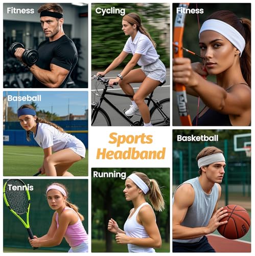 Headbands for Women - 6 Pack Wide Elastic Hair Bands | Stretchy Sweatbands Hair Bands | Soft Sports Thin Head Bands | Non-...