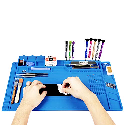 Kaisi Heat Insulation Silicone Repair Mat with Scale Ruler and Screw Position for Soldering Iron, Phone and Computer Repai...