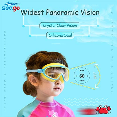 Seago Kids Goggles for Swimming 2 Pack No Leaking Outer Eye Fit with Wide View Anti-Fog UV Protection Crystal Clear Watert...