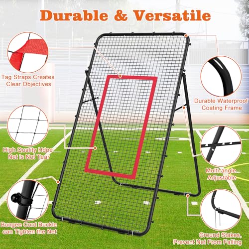 Adjustable Volleyball Rebounder Net 7x4 FT, Steel Frame & High-Tension PE Netting, Durable & Portable Volleyball Training ...