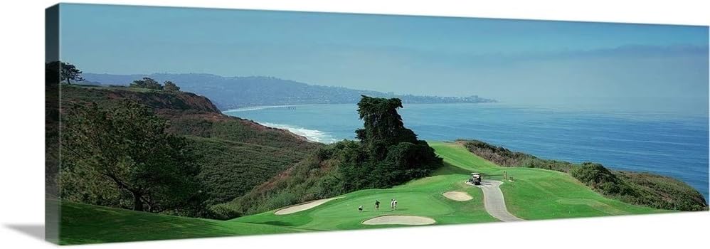 CANVAS ON DEMAND Golf Course At the Coast Torrey Pines Golf Course San Diego California Canvas Wall Art Print, Home Decor, Sports, United States Artwork, 48" x16in