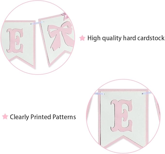 Pink Bowknot One Birthday Highchair Banner - Girl 1st Birthday High Chair Banner, Party Decoration Photo Props, Cake Smash