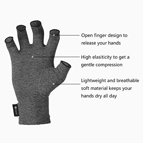 Duerer Arthritis Gloves Women Men, Carpal Tunnel, Rheumatiod, Tendonitis, Fingerless Hand Thumb Compression Gloves
