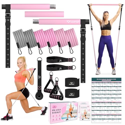 Pilates Bar Kit with Resistance Bands, Multifunctional Yoga Pilates Bar with Heavy-Duty Metal Adjustment Buckle, Portable ...