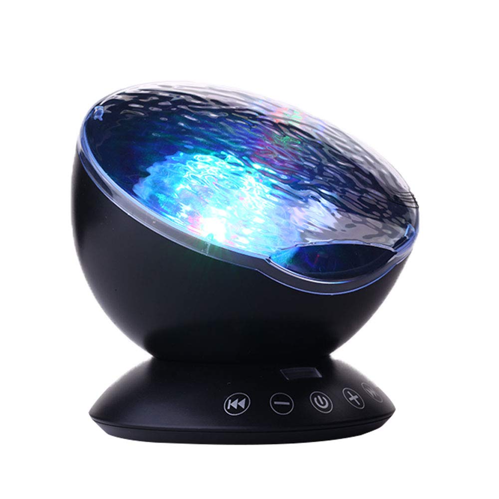 Tomnew Ocean Wave Projector With Remote Control, Dimmable 7 Colors Led, Music Speaker, Black, Model Hyd001