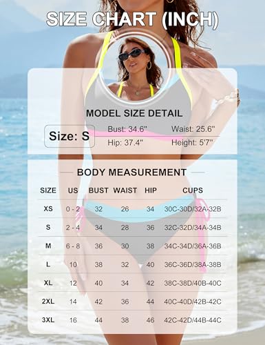 BMJL Womens Bikini Sets Color Block Swimsuits Supportive Wide Strap Two Piece Bathing Suit 2025