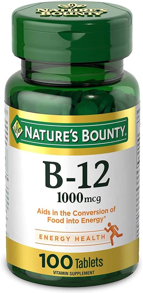 Nature's Bounty Natural Vitamin B12, 1000mcg Tablets, 100 Count, Pack of 3