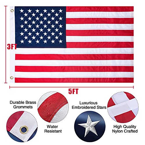 NELXINJO 25FT Heavy Duty Flag Pole – 2.0" Bottom Tube,80MPH Wind-Tested,13 Gauge Aluminum Residential Flagpole Kit with US...