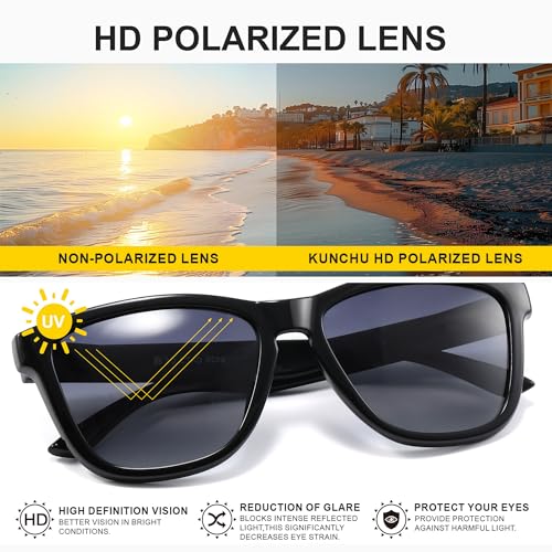 kunchu Polarized Sunglasses Womens Trendy Classic Retro Womens Sunglasses Men Driving Sun Glasses UV Protection