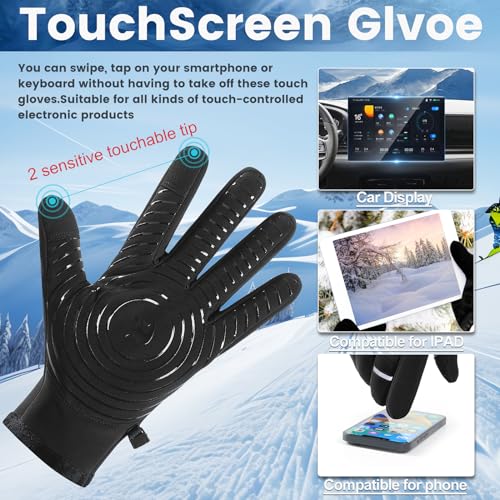 Otevan Winter Gloves for Men Women,Waterproof Thermal Sport Glove for Men and Women for Cycling Hiking Driving Running, Sn...