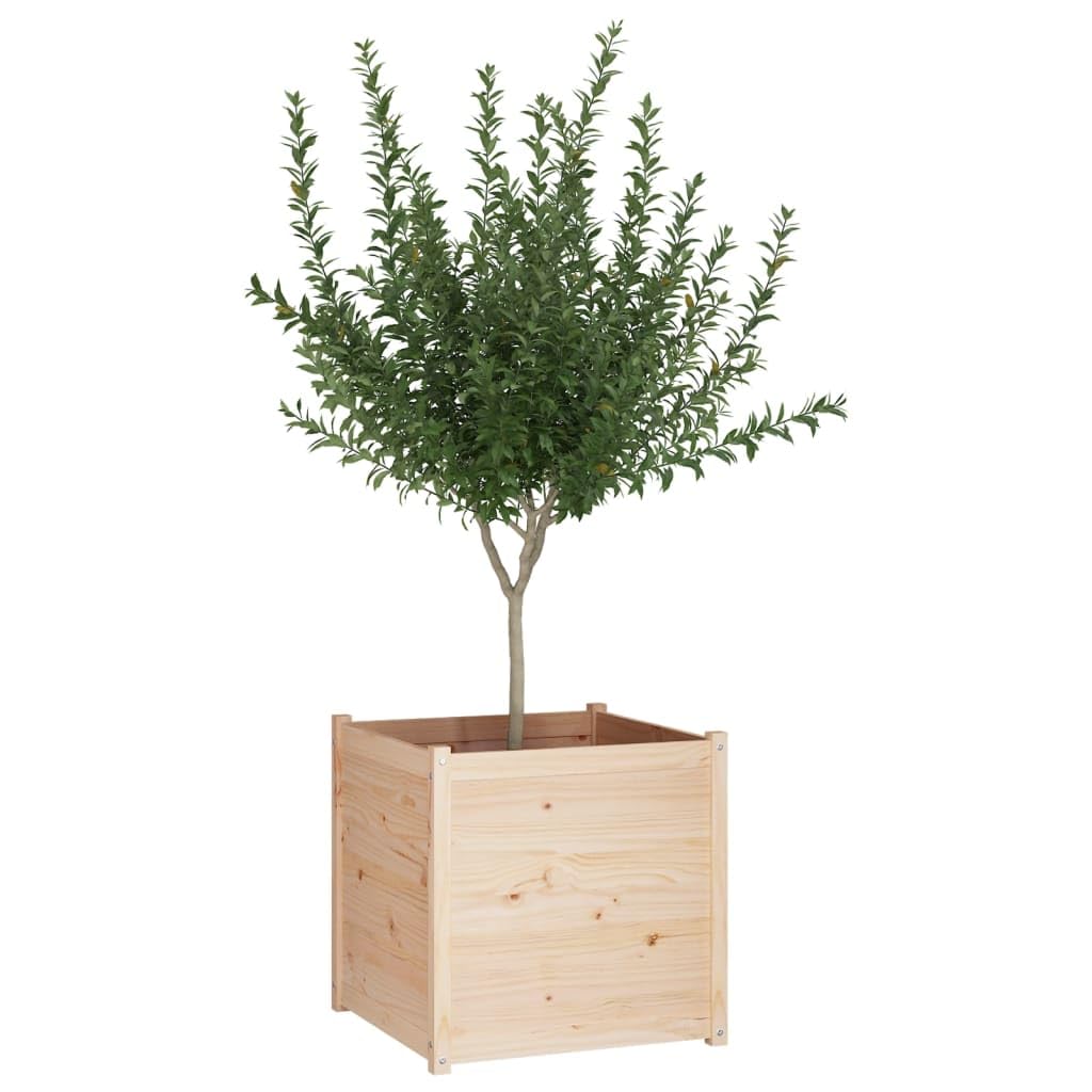 Keeushr Rustic Solid Pine Garden Planter 27.6 Inch Durable Outdoor Wooden Planter Box for Balcony Patio, Spacious Square for Flowers Herbs Vegetables, Natural Pinewood Container