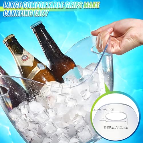 Cunhill 24 Pieces Plastic Clear Ice Bucket with Scoops Clear Acrylic Ice Tub Plastic Wine Bucket Party Beverage Chiller Bi...