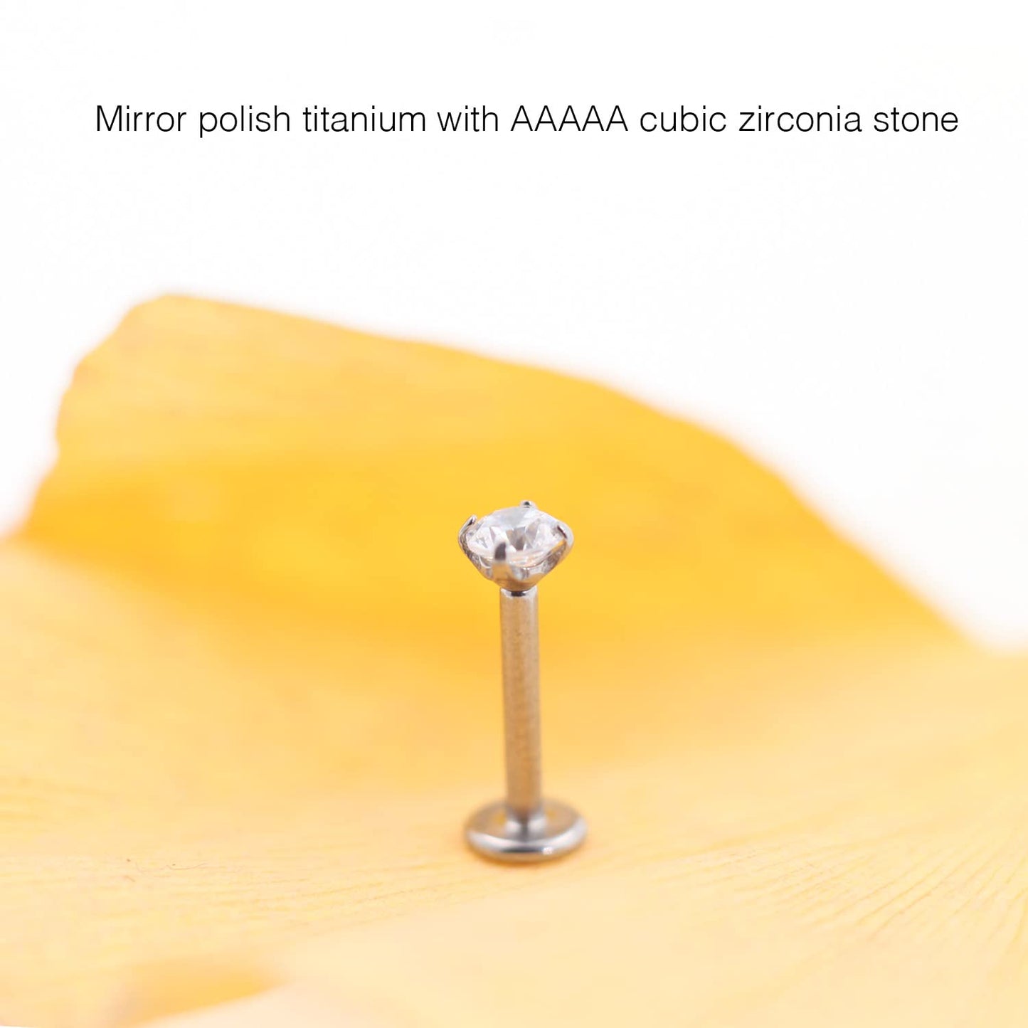 NewkeepsR 16G G23 Titanium Press Fit Threadless Push Pop in 2.5mm Cubic Zirconia Top Labret Lip Monroe Stud Tragus