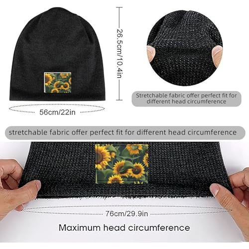 YANYU Plants Theme Sunflower Print Lightweight Waffle Pullover Hat Men Women Winter Headwear Outdoor Camping Travel