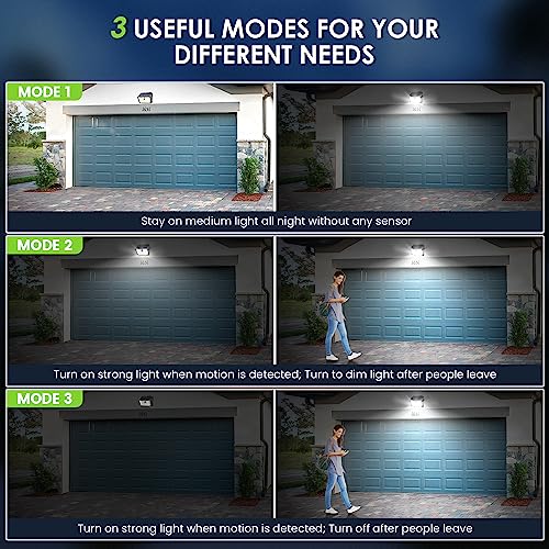 Solar Motion Lights Outdoor, Ultra Bright Solar Fence Lights with Motion Sensor, IP65 Waterproof Security Light 3 Modes, 2...